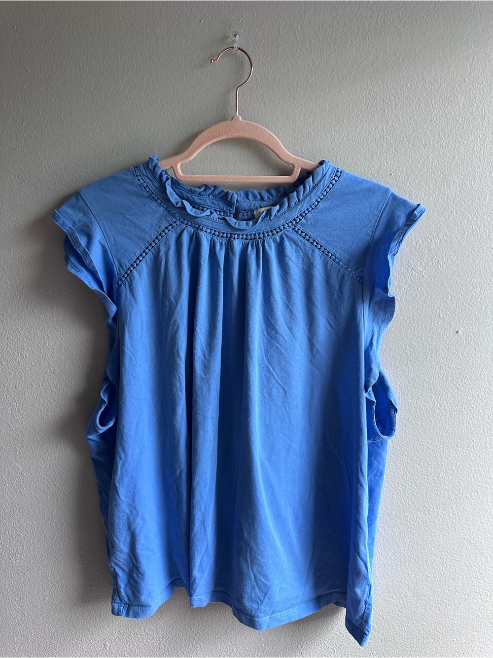 J.Crew Factory Ruffle Neck Flutter Sleeve Top | Blue | Women’s Size 2X